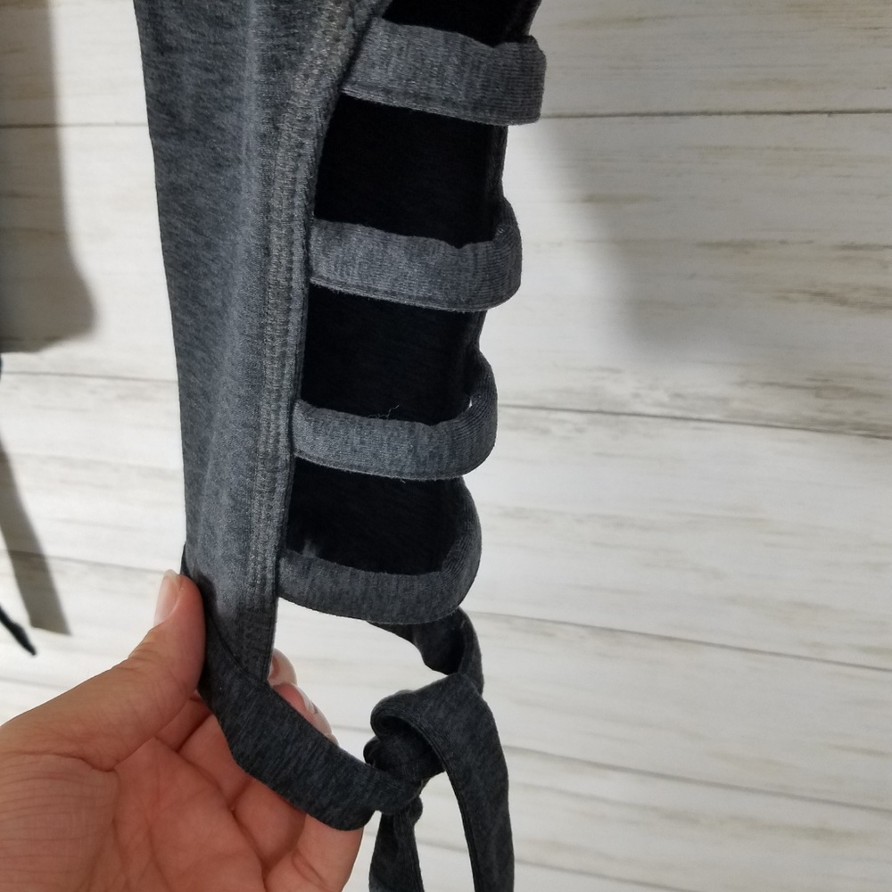 Joy Lab Leggings Strappy Cutout Tie Ankle Gray S - Picture 6 of 8